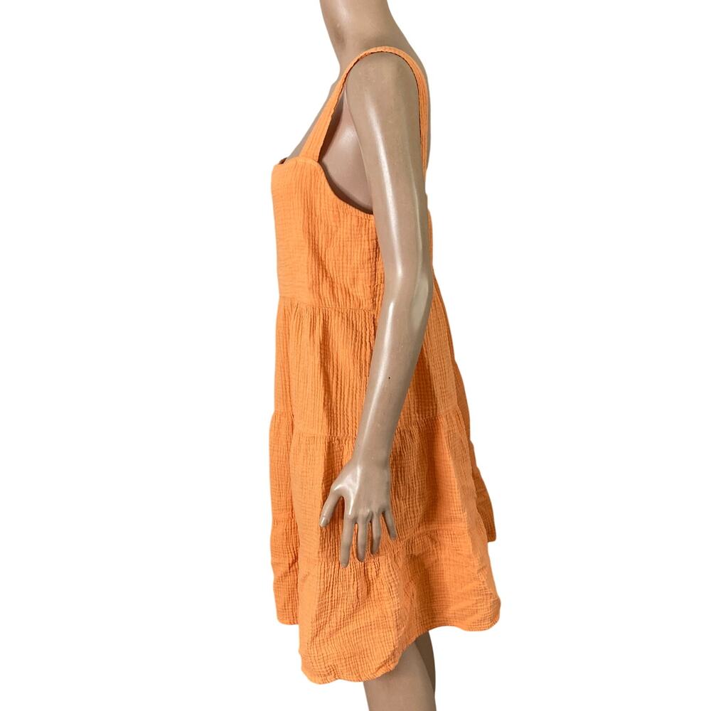 S’edge Orange Gauze Tiered Sundress Boho Sleeveless Midi Dress Size L - Picture 7 of 8